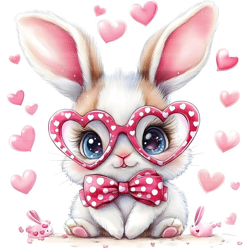 10 lindos conejitos, conejos, Pascua, acuarela, diario basura, descarga digital, manualidades de papel, uso comercial imagen 6