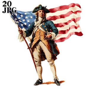 Clipart del 4 luglio, Clipart patriottico, Giorno dell'Indipendenza, Bandiera americana d'epoca, Clipart storico, 20 JPG di alta qualità, Download digitale