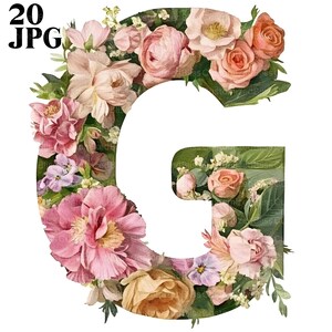 20 imágenes prediseñadas de la letra G, imágenes prediseñadas para guardería, letras del alfabeto, archivos JPG de alta calidad, imágenes prediseñadas de acuarela, diario basura, descarga digital, manualidades de papel