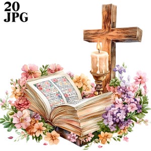20 Ostern Clipart, Kreuz Clipart, Bibel Clipart, Jesus Clipart, Religiöse Clipart, Frühling Clipart, hohe Qualität JPG, Digital Download, Handwerk