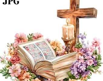 20 Easter Clipart, Cross Clipart, Bible Clipart, Jesus Clipart, Religious Clipart, Spring Clipart, High Quality JPG, Digital Download, Craft