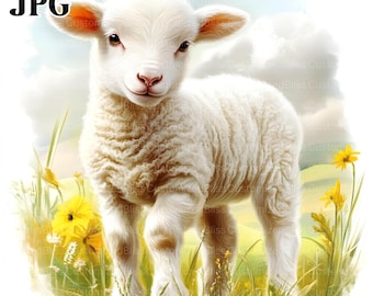 20 Spring Lamb Clipart, Farm Animal Clipart, Easter Clipart, Sheep Clipart, High Quality JPGs, Junk Journal, Digital Download, Paper Craft