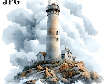 16 Lighthouse Clipart, Nautical Clipart, Beach Clipart Bundle, Sea Clipart, Ocean Clipart, Commercial Use, Digital Download Junk Journal JPG