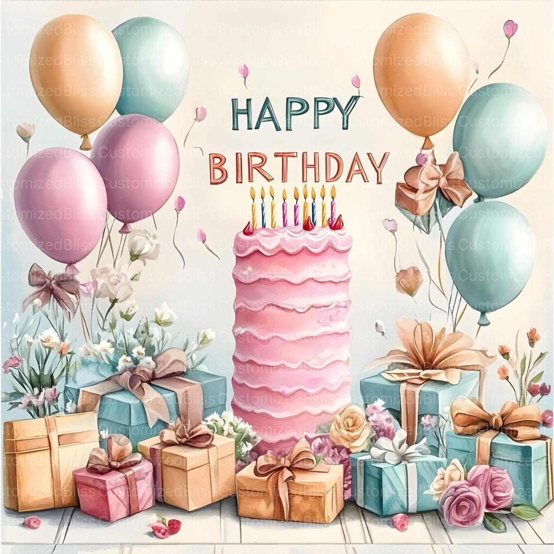 happy birthday art card Images High Quality Grahic 14 Happy Birthday Clipart, Card Making, Party Decorations, High Quality ...
