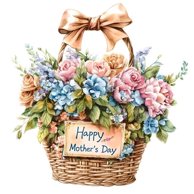 12 Happy Mothers Day Clipart, Watercolor Mothers Day Flower Clipart ...