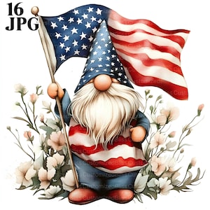 16 Clipart nain patriotique, 4 juillet Clipart, Clipart drapeau américain des Etats-Unis, fichiers JPG de haute qualité, Junk Journal, téléchargement numérique, créations en papier