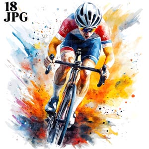 Radfahrer Clipart, Clipart Radfahren, 18 hochwertige JPGs, digitale Downloads, kommerzielle Nutzung, Aquarell Clipart, Papierhandwerk, Junk Journal