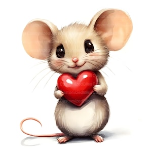 Paquete de 10 imágenes prediseñadas de ratón con forma de corazón, JPG de alta calidad, imágenes prediseñadas de corazón, imágenes prediseñadas de San Valentín, imágenes prediseñadas de ratón, creación de tarjetas, álbumes de recortes, uso comercial