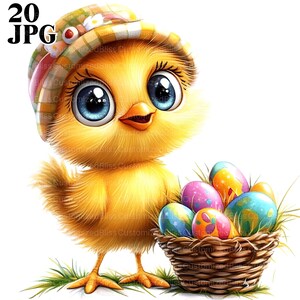 20 Pasen kuiken clipart, Pasen clipart, paaseieren clipart, hoge kwaliteit jpg's, aquarel clipart, ongewenste dagboek, digitale download, ambacht