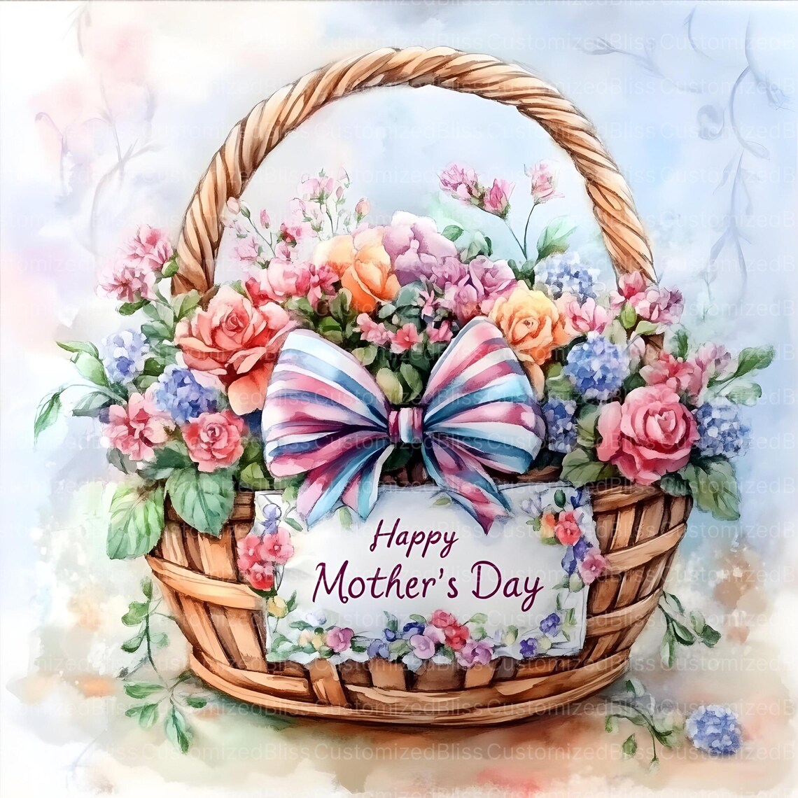 12 Happy Mothers Day Clipart, Watercolor Mothers Day Flower Clipart ...