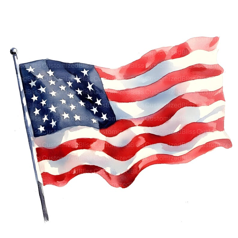 Watercolor American Flag Clipart, 16 High Quality Jpgs, 4th of July ...