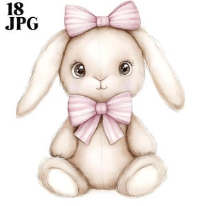 18 Clipart di coniglietti giocattolo, Clipart di coniglietti carini, Clipart di camerette, JPG di alta qualità, Clipart di acquerelli, Diario di spazzatura, Download digitale, Lavoretti di carta