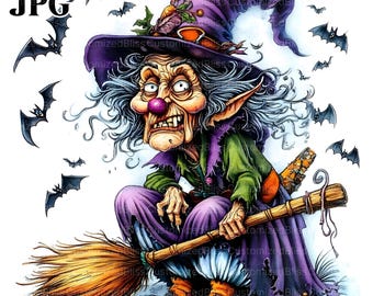 14 Halloween Witch Clipart, Halloween Clipart, High Quality JPGs, Watercolor Clipart, Junk Journal, Digital Download, Paper Craft, Printable