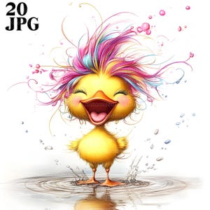 20 Clipart de canard lunatique mignon, vilain petit canard des cliparts, JPG haute résolution, téléchargement numérique, clipart aquarelle, art de la chambre d'enfant, licence commerciale