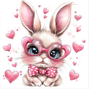 10 lindos conejitos, conejos, Pascua, acuarela, diario basura, descarga digital, manualidades de papel, uso comercial imagen 4