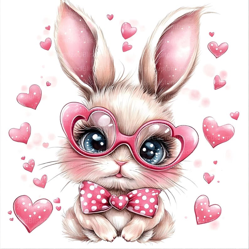 10 lindos conejitos, conejos, Pascua, acuarela, diario basura, descarga digital, manualidades de papel, uso comercial imagen 4