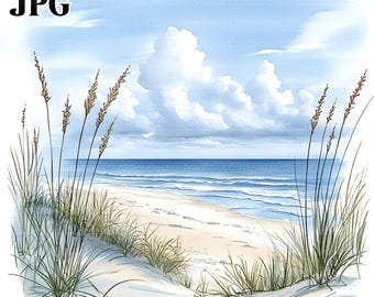 15 Beach Scene Clipart, Beach Clipart, Sand Clipart, Ocean Clipart, Watercolor Clipart, Junk Journal, Digital Download, Clip Art, JPG