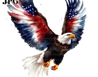 12 Patriotic Eagle USA Clipart, American Eagle Clipart, 4th of July Clipart, High Quality JPGs, Junk Journal, Digital Download, Paper Craft