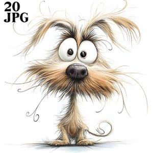 Frazzled Dog Clip Art, 20 High Quality JPGs, Watercolor Clipart, Junk Journal, Scrapbooking, Card Making, Digital Download Whimsical
