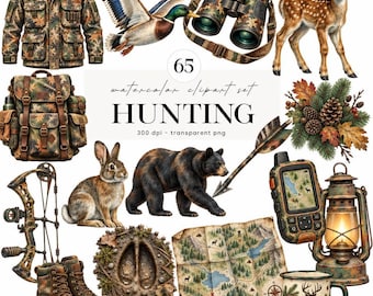 Hunting Clipart Bundle, Hunting PNG, Outdoor Clipart, Camping Clipart, Hunting Art, Wildlife Clipart, Hunter Deer Clipart, Masculine Clipart