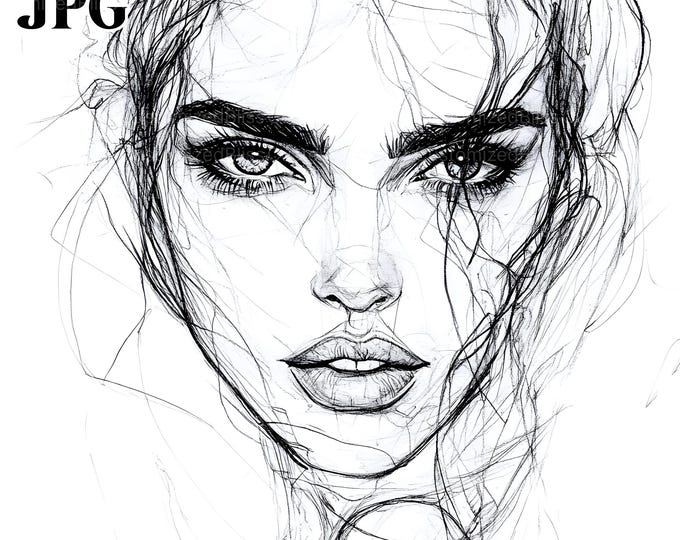 20 Woman Face Clipart, Simple Face Line Art Clipart, Abstract Face ...