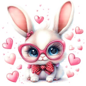 10 lindos conejitos, conejos, Pascua, acuarela, diario basura, descarga digital, manualidades de papel, uso comercial imagen 2