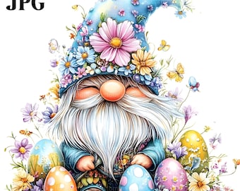 20 Oster Gnome Clipart, Ostern Clipart, Osterei Clipart, Ostern Drucke, Ostern Einladung, Ostern Kunsthandwerk, Floral, Digital Download, JPG