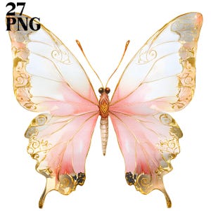 Clipart de borboleta rosa aquarela, borboleta rosa dourada, borboleta fofa, borboleta rosa png, clipart de borboleta rosa, dtf, borboleta dourada