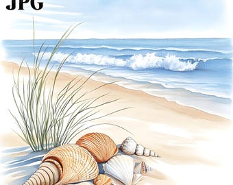 20 Tropisch Strand Muscheln Clipart, Strand Clipart, hochwertige JPG, Aquarell Clipart, Junk Journal, digitaler Download, Papier Handwerk druckbare