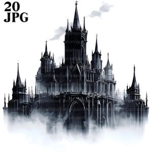 20 Clipart castello gotico, grafica castello, castello stampabile, clipart gotico, clipart medievale, architettura medievale, download digitale, JPG