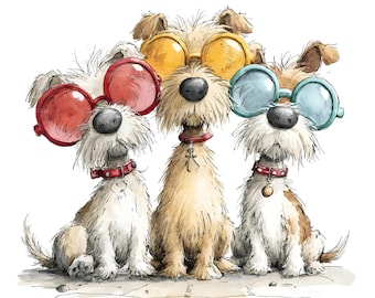 32 Cartoon Dog Friends Clipart Bundle, Cute Dog Clipart, Puppy Clipart, Quirky Dogs, Pet Clipart, Watercolor Clipart, Junk Journal, JPG