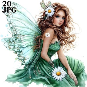 20 bos feeën clipart, fantasie illustraties, hoge kwaliteit JPG, aquarel clipart, junk Journal, digitale download, Paper Craft illustraties