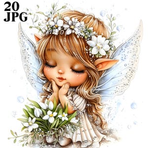 20 Spring Fairy Clipart, Fairies Clipart, Spring Clipart, Fairy Printables, Fantasy Clipart, High Quality JPG, Junk Journal Digital Download