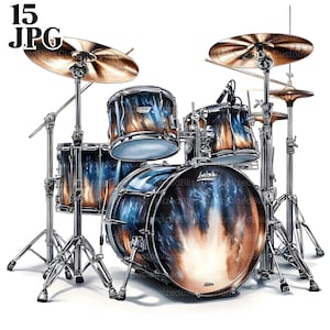 Trommel Clipart, Trommel Set Clipart, 15 hochwertige JPGs, Musik Clipart, Papierhandwerk, Printables, Junk Journal, Kommerzielle Nutzung