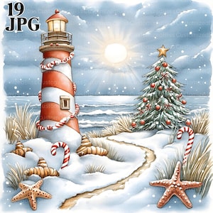 Lot de cliparts Noël à la plage, 19 fichiers JPG de haute qualité, clipart Noël, fabrication de cartes, clipart, créations numériques sur papier, scrapbooking