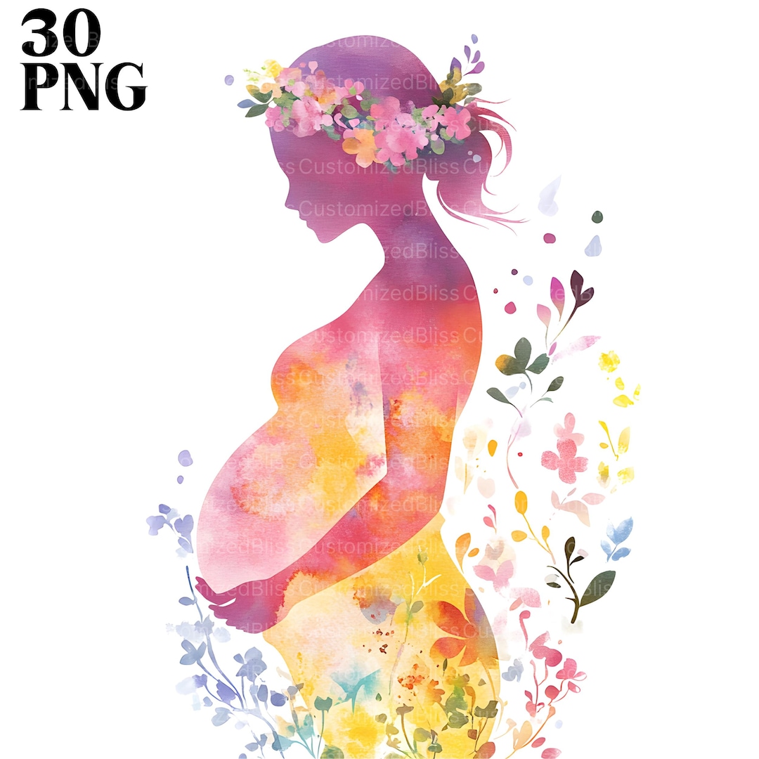 Pregnant Woman Clipart Bundle, Pregnancy PNG, Pregnancy Sublimation ...