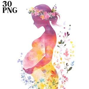 Schwangere Frau Clipart Bundle, Schwangerschaft PNG, Schwangerschaft Sublimation, Mutterschaft, Mama Clipart, Baby Clipart, Mama und Baby, kommerzielle Nutzung