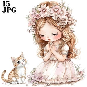 15 betende Clipart, Gebet Clipart, beten Clipart, christliche Clipart, Glaube Clipart, Mädchen, hochwertige JPGs, Junk Journal, digitaler Download