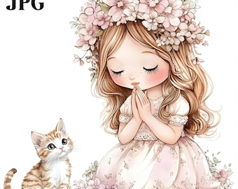 15 Praying Clipart, Prayer Clipart, Pray Clipart, Christian Clipart, Faith Clipart, Girl, High Quality JPGs, Junk Journal, Digital Download