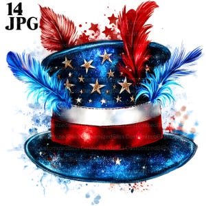 Bundle de cliparts 4 juillet, clipart patriotique aquarelle, 14 fichiers JPG de haute qualité, clipart aquarelle, Junk Journal, téléchargement numérique, créations en papier