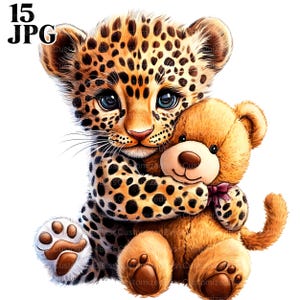 15 Clipart di ghepardi carini, Clipart di cuccioli di ghepardo, Clipart della giungla, Decorazioni per la cameretta dei bambini in stile safari, Arte della fauna selvatica, Ghepardo stampabile, JPG di alta qualità