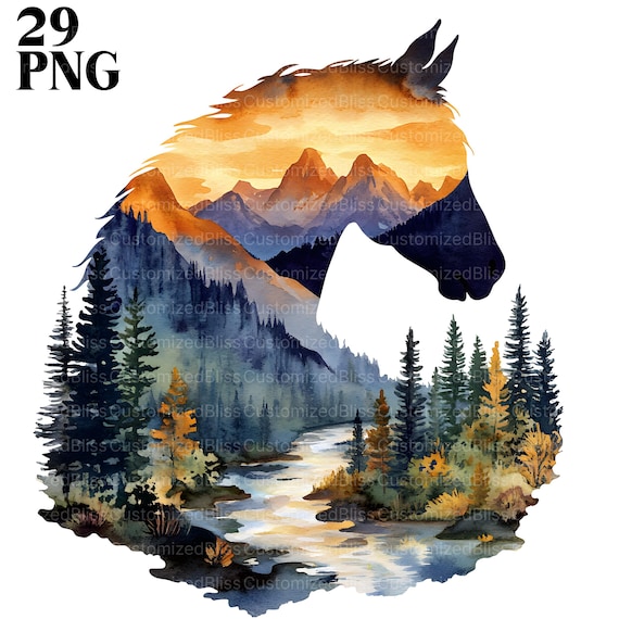 Majestic Horse Clipart, Ethereal Equine Clipart Bundle, 29 High Quality PNG, Horse Art, Horse Sublimation, Printables, Commercial Use