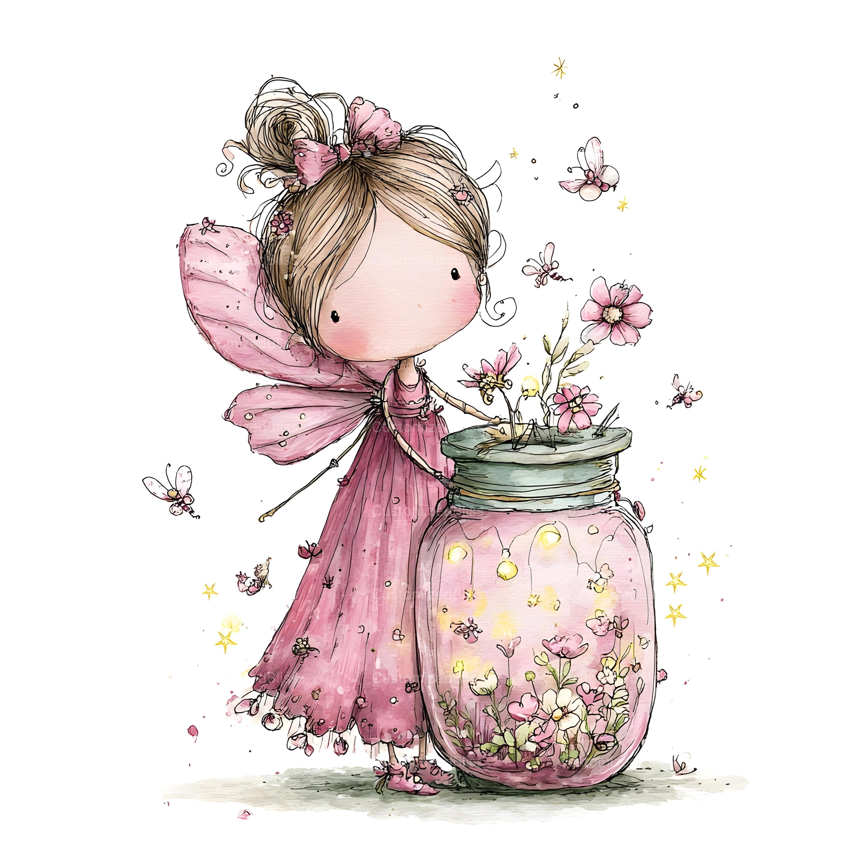 31 Whimsical Pink Fairy Clipart Cute Fairy Art Quirky Fairy Images ...