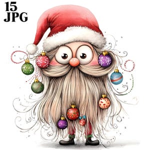 15 Quirky Santa Clipart, Funny Christmas Santa, High Quality JPGs, Watercolor Clipart, Junk Journal, Digital Download, Printable Paper Craft
