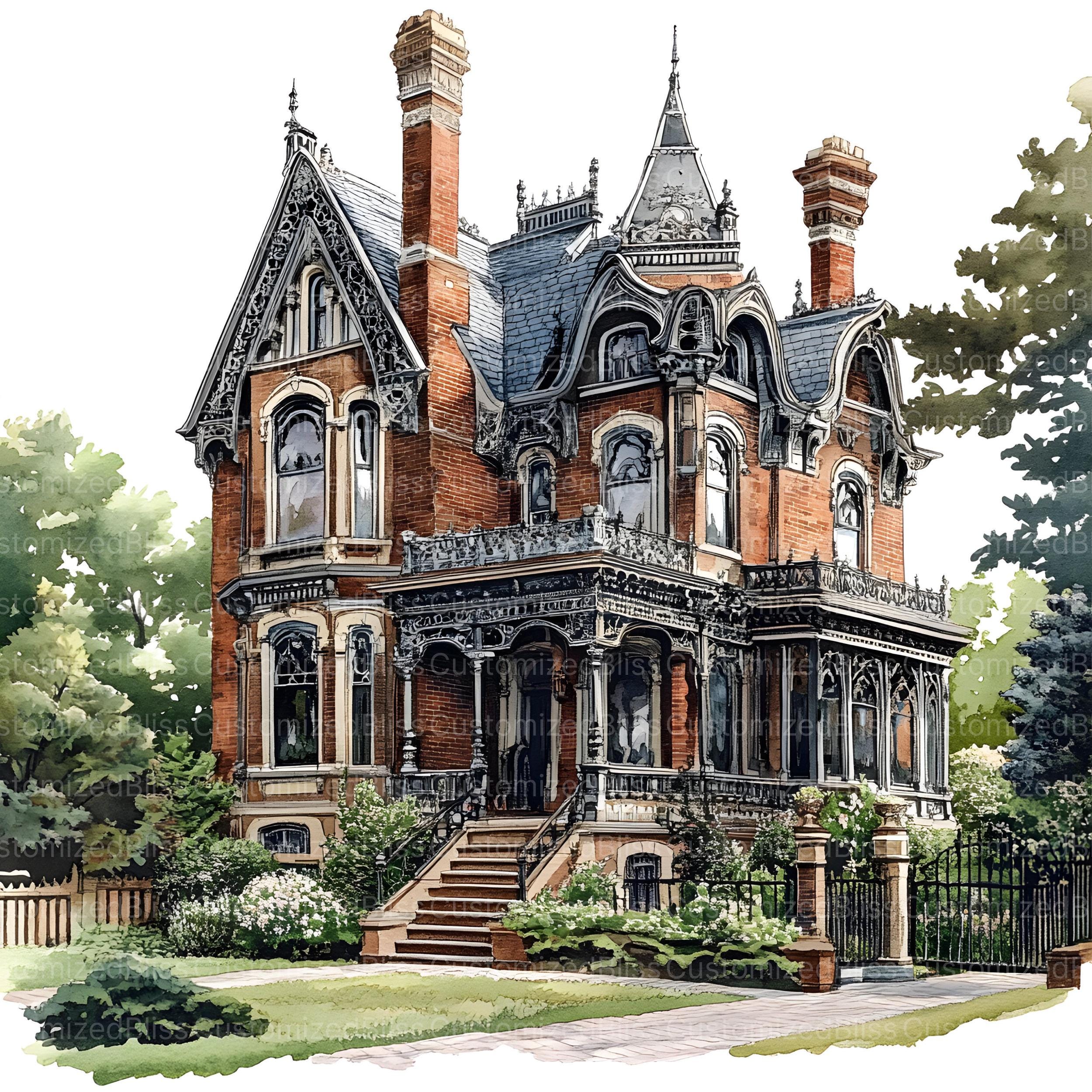 View of Mansion House Clipart Bundle, Mansion Clipart, 16 High Quality JPG ...