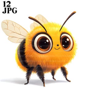 Joli lot de cliparts grosse abeille, 12 fichiers JPG de haute qualité, clipart abeille, carnet de bord, fabrication de cartes, créations en papier, scrapbooking, usage commercial