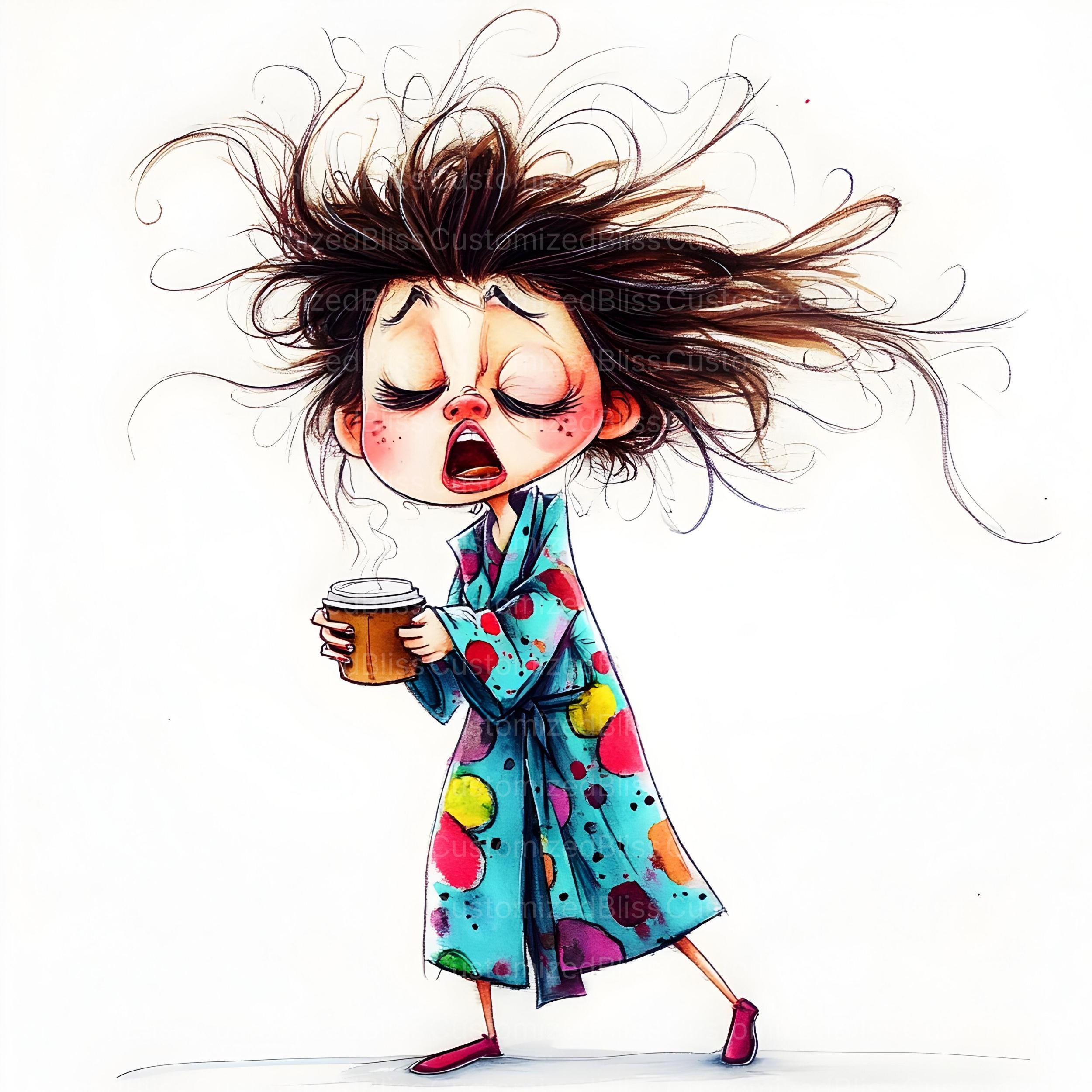 Whimsical Grumpy Coffee Clipart, 20 High Res Watercolor Jpgs Junk ...