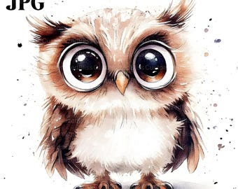 20 Cute Baby Owl Clipart, Nursery Owl, Little Owl, High Quality JPGs, Watercolor Clipart, Junk Journal, Digital Download, Paper Craft