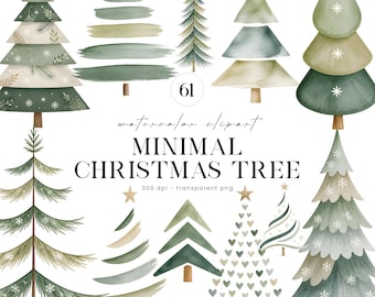 Simple Christmas Tree Clipart, Watercolor Pine Tree Png, Nordic Christmas Png, Nordic Trees, Scandi Christmas Png, Christmas Clipart