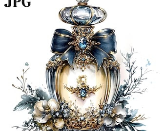 18 Perfume Collection Clipart, Perfume Clipart, Floral Perfume, Perfume Bottles, Watercolor Perfume, High Quality JPGs, Digital Download